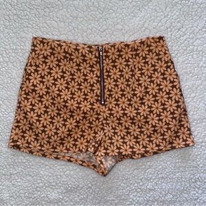 Altar'd State Dinene mini retro 70s hippie retro boho daisy zipper brown short M